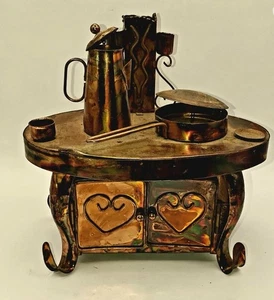 Vintage Stove Tin Wind Up Music Box Copper Plays My Favorite Things Pan Opens - Picture 1 of 5
