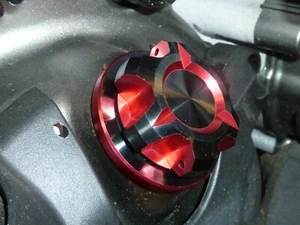 Kawasaki ZXR400 91-03 OIL FILLER CAP CNC RED DUAL ANODISED CROSS DRILL - Picture 1 of 11