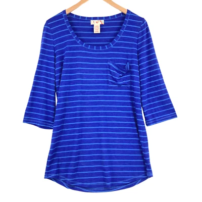 Op Girls Blue Rayon Blend Striped Knit Long Sleeve T-Shirt Dress Size L (11-13) Foto 1 de 4