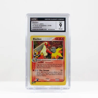 2003 Blaziken Holo ERROR - EX Ruby & Sapphire - 3/109 CGC 9 Mint - - Image 1 of 2