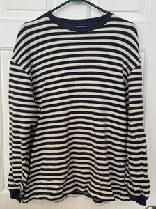GAP Blue Striped Women's Medium Long Sleeve Crew Neck Jersey Shirt - Picture 1 of 4
