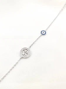 Shema Israel Evil Eye Armband verstellbar 925 Sterling Silber zierliches Armband - Bild 1 von 7