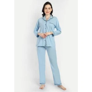 Chloe Kristyn Long Sleeve Button Up Pajama Suit Set Relaxed Fit Size X-Large NWT - Picture 1 of 12