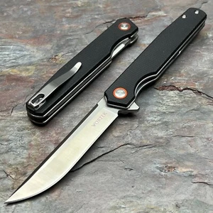 VORTEK DOSIS Slim Micarta D2 Ball Bearing Flip Blade Folding Pocket Knife Black - Picture 1 of 8