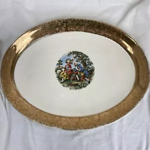 Un piatto da portata vintage King qualità fine coppia coloniale oro 22k USA 1960 - Foto 1 di 10
