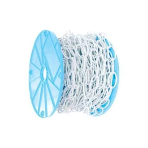 #10 x 100 ft. White Open Oval Decorative Chain - Light-Duty, 45 lbs Safe Work - - Picture 1 of 5