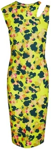 Nuevo vestido ceñido al cuerpo estampado amarillo talla 12 para dama - Imagen 1 de 4