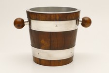 ART DECO svedese GAB NSALP Silver Plated oak Ice bucket secchio ghiaccio refrigeratore spumante rovere