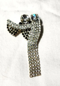 SALE! Vintage ART DECO Rhinestone B&W Dancing Couple Brouch Pin MT - Picture 1 of 4