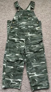 John Deere Bib Overalls Green Tan Camo Size 4T Used - Picture 1 of 10