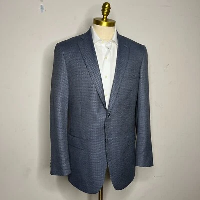 Abrigo deportivo Hart Schaffner & Marx para hombre azul pata de gallo cuadros lana talla 42L Foto 1 de 3