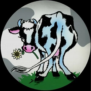 Cow Cartoon Farm Milk Pasture Drink Coasters Polyester Top Rubber Bottom Setof4 - Picture 1 of 2