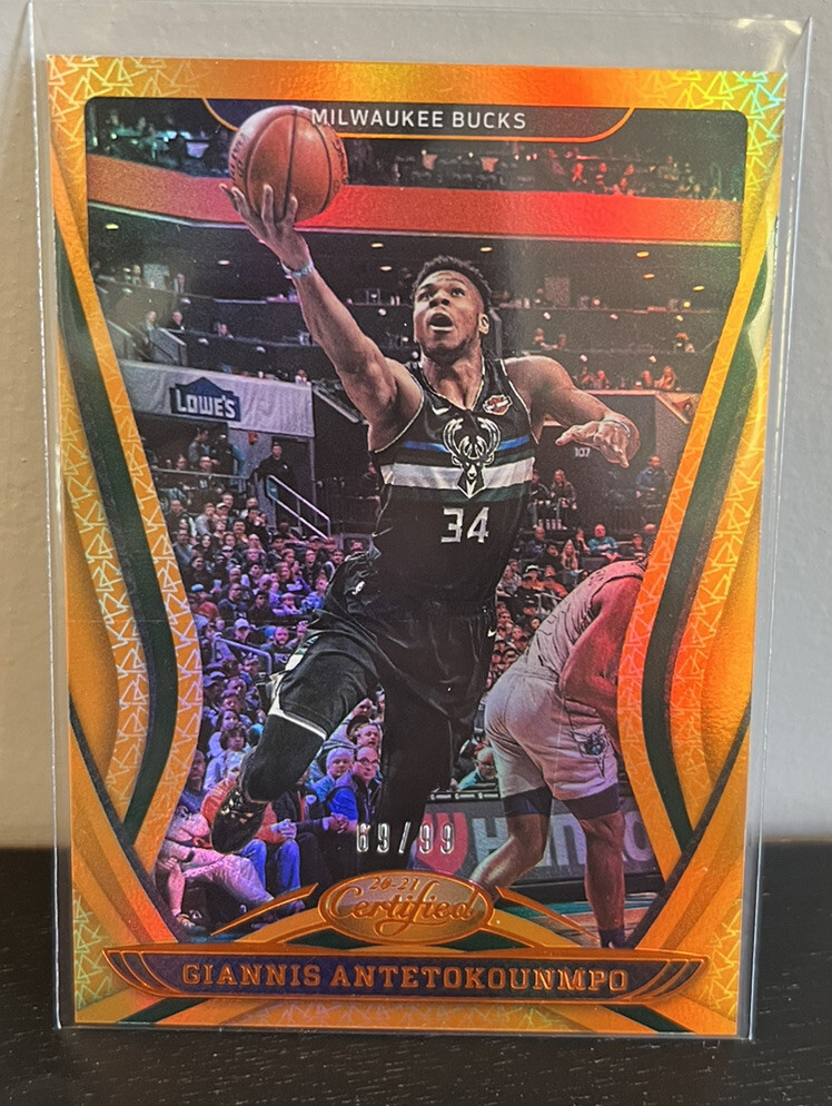 Giannis Antetokounmpo 69/99 Orange Camouflage 2020-21 Panini Certified #127