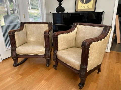 1930s Art Deco Hand-Carved Armchairs Cover