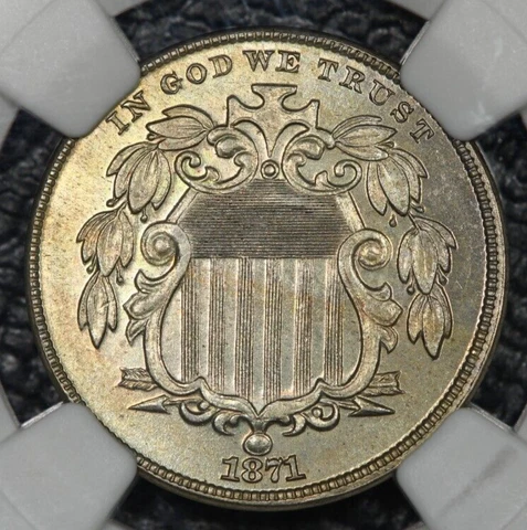 1871-P Shield Nickel 5c NGC - PF64 PR64 Proof CAC Certified Cover