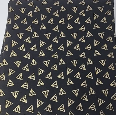 Harry Potter Deathly Hallows Black Gold Cotton Fabric 2.44 Yards - Image 1 of 4