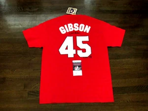 BOB GIBSON ST. LOUIS CARDINALS HOF SIGNED AUTO MAJESTIC JERSEY TEE SHIRT JSA - Picture 1 of 4