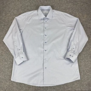 Eton Button Up Dress Shirt Contemporary Fit Long Sleeve Blue Check Mens 46 18 - Picture 1 of 11