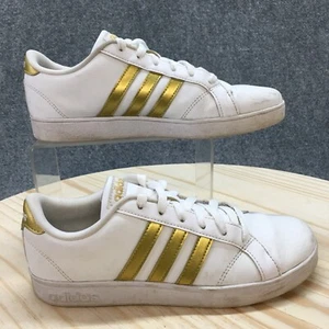 Adidas Shoes Youth 5.5 Baseline Casual Sneakers CG5844 White Leather Lace Up - Picture 1 of 18