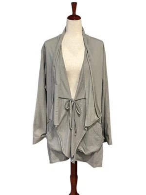 Jaqueta de Gravata Cynthia Ashby Cinza Boho Lagenlook 100% Algodão Tamanho Feminino Média - Imagem 1 de 4