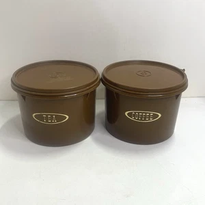 Botes de café y té Tupperware de 2 VTG con tapa marrón 263-5 263-6 - Imagen 1 de 6