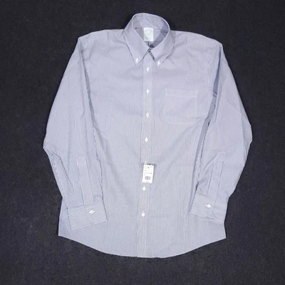 Camisa Oxford elástica Brooks Brothers para hombre 15,5-33 delgada azul manga larga sin planchar Foto 1 de 4