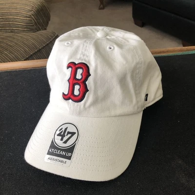'47 波士顿红袜队清理白色可调带帽棒球帽 OSFM 全新!! — 第 1/4 张图片
