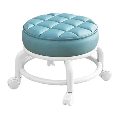 Low Roller Seat Stool Round Shoe Changing Stool Seat for Kitchen and Living Room - Image 1 of 2