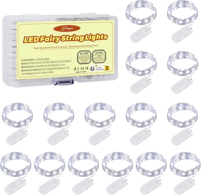 Stringa Luci LED a Batteria, 15 Pezzi Impermeabile 20 LED 2M Mini Lampada a Fili - Immagine 1 di 4