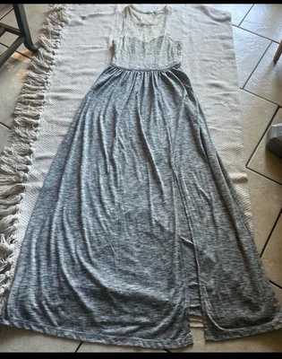 Макси платье размер маленький серый / кружева без рукавов повседневная одежда макси платье - Изображение 1 из 4