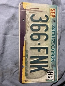 Arizonas 2016 automotive license plate 366-FNK - Picture 1 of 2