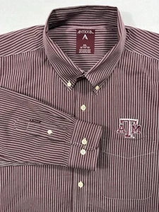 Texas A&M Aggies Shirt Mens 2XL Long Sleeve Striped Maroon Button Down Antigua - Picture 1 of 10