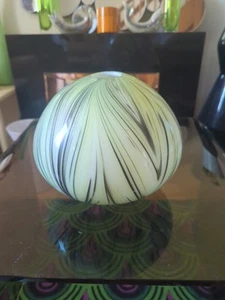 Murano Glass Vase Yellow Green Striped Italy 1950 1960 - Picture 1 of 8