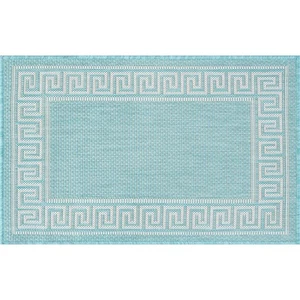 2x3 Blue Solid Single-Color Angled Flat Bordered ECO1006 - Aprx 2' x 2' 11" - Picture 1 of 2