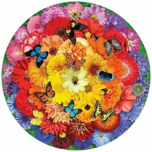 🦋💐 NIS Colorful Bloom 500pc ROUND Jigsaw Puzzle SPRINGBOK 💐🦋 - Picture 1 of 2
