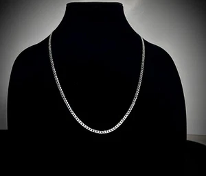 3.5mm - 24" Solid 925 Sterling Silver Classic Cuban Link Chain - Picture 1 of 7