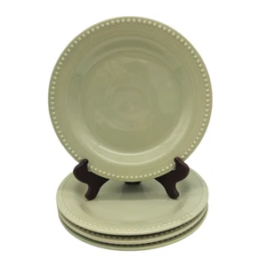 SET OF 4 GREEN POTTERY BARN EMMA DINNER PLATES 11" Made in Portugal - Picture 1 of 9