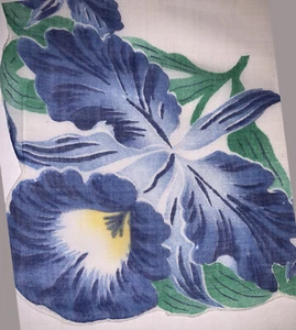 Vintage Blue Iris Hankie Hanky Handkerchief - Picture 1 of 2