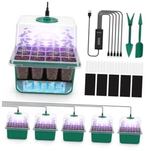  Self-Watering Seed Starter Tray Kit with Grow Light and 5-Pack 60-Cell - Picture 1 of 8