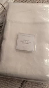 1- Restoration Hardware Opaque Belgian Linen Drapery 100 W x 108 L White Optic - Picture 1 of 1
