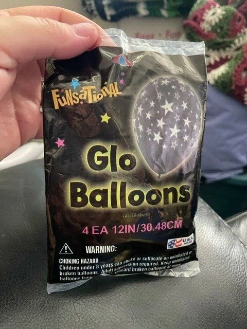 Pioneer Glow Stars Around Printed 12-Inch Latex Glo Balloons, 4-Count, Clear New - Image 1 of 1