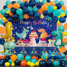 120 PCS Dinosaur Party Decorations, Blue Dinosaur Birthday Party Supplies for