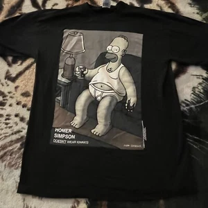 Homer Simpson Dont Wear Khakis Black Shirt Mens Size L 1995 Groening VTG Couch - Picture 1 of 4