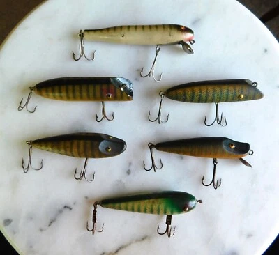 Lote de 6 señuelos de pesca de madera DE COLECCIÓN ABBEY IMBRIE Foto 1 de 4