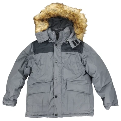 Chaqueta Parka Ben Sherman Niños Grande 14/16 Gris Doble Cremallera Piel Sintética Cremallera Completa Foto 1 de 4