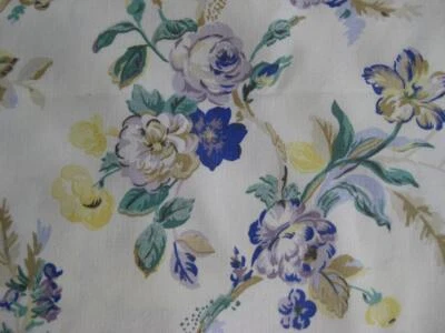 Laura Ashley Purple Yellow Roses Vines English Country Cotton Floral Fabric BTY - Image 1 of 4