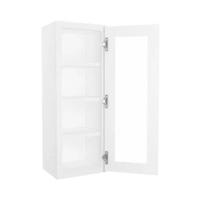 2 Pc White Shaker Wall Cabinet/Maple 21" W x 40" H x 12" D/Glass Paneled Doors  - Image 1 of 4
