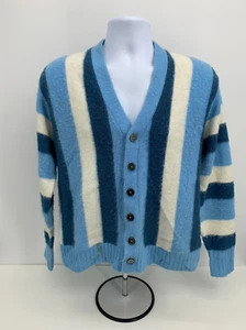 Vintage 60s Men's Cardigan Sweater Grunge Grandpa Dad Mod Fuzzy Size Medium - Picture 1 of 7