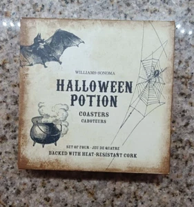 Williams Sonoma Halloween Potion Coasters set of 4 NEW - Picture 1 of 8
