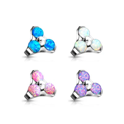 Three Opal Surgical Steel Internal Threaded Dermal Anchor Tops 14G & 16G - Image 1 of 4